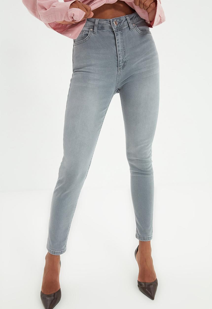 Trendyol - Regular waist skinny jeans - grey