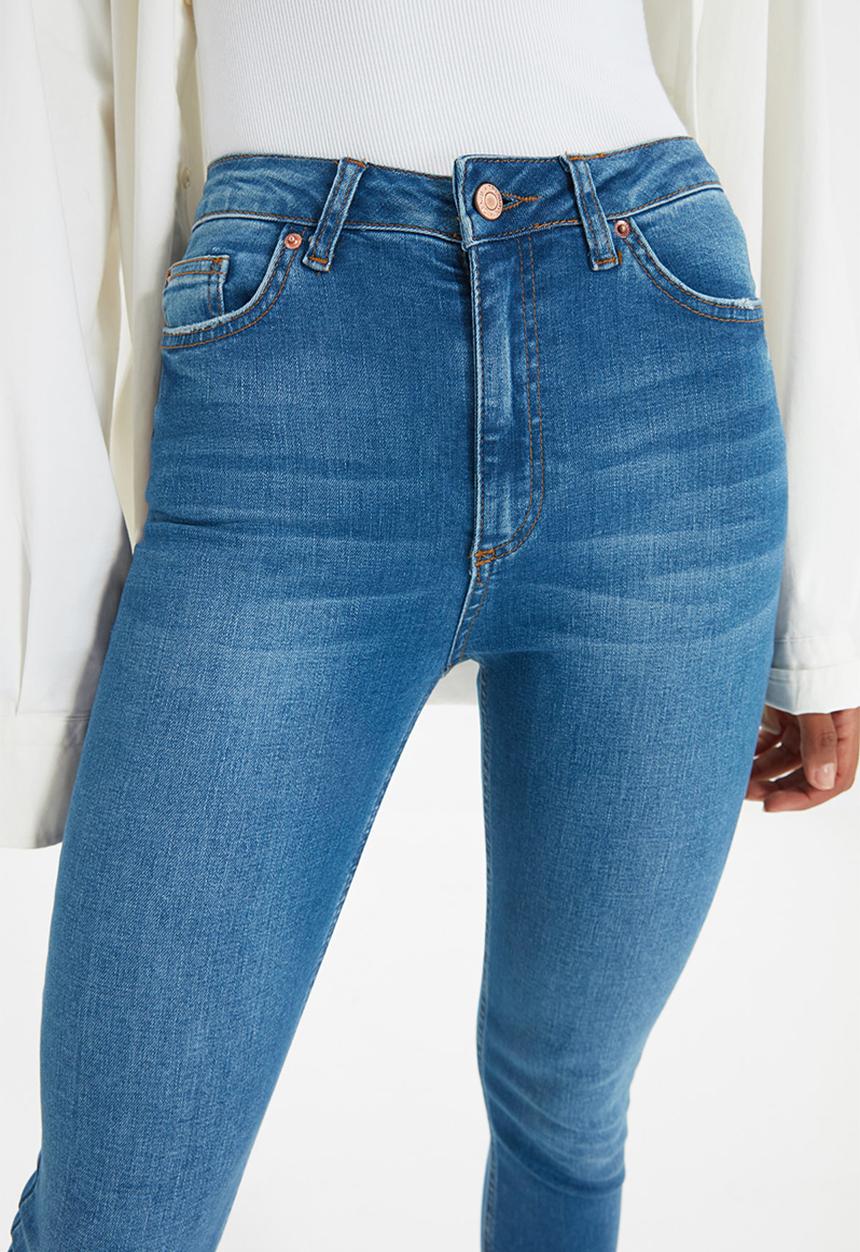 Trendyol - Regular waist skinny jeans - blue