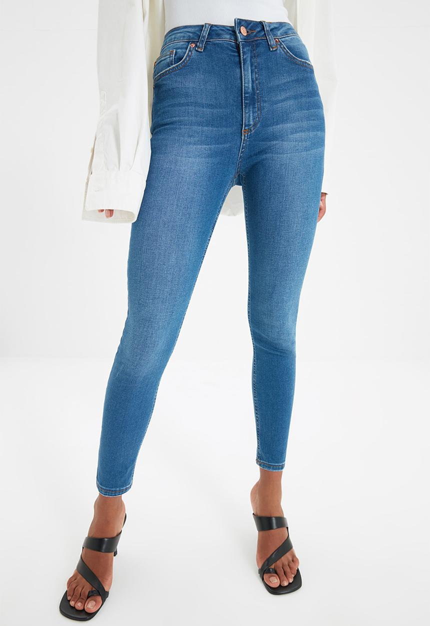 Trendyol - Regular waist skinny jeans - blue