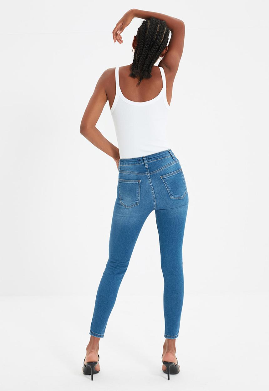 Trendyol - Regular waist skinny jeans - blue