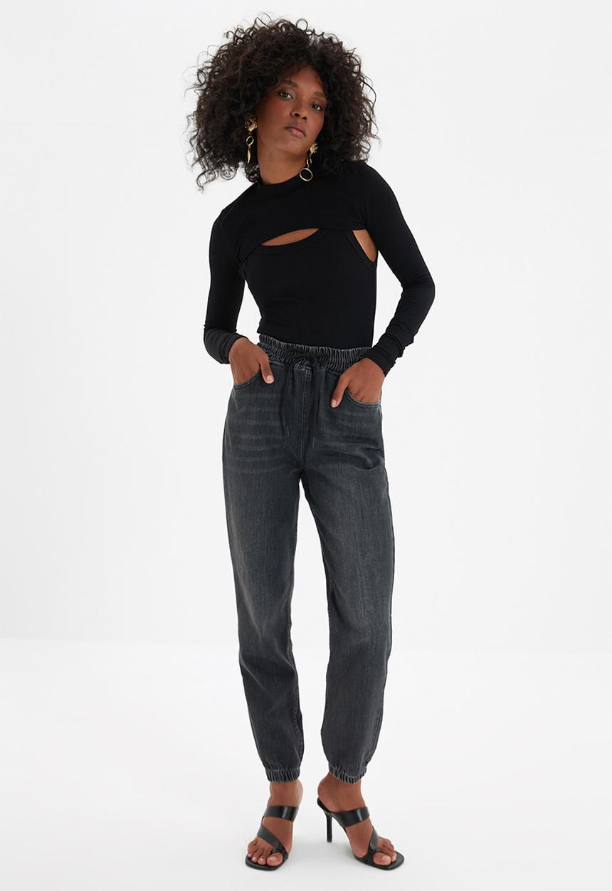 Trendyol - High waist jogger jeans - anthracite