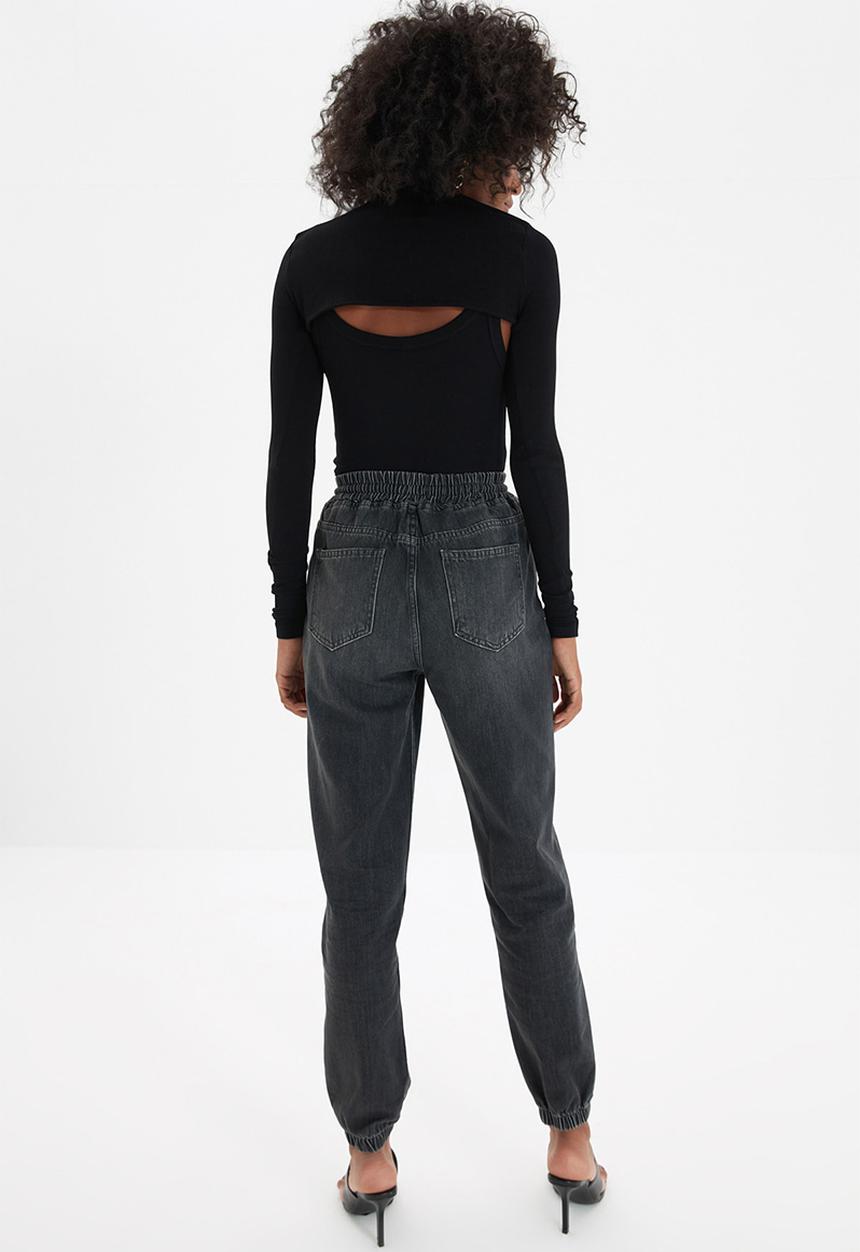 Trendyol - High waist jogger jeans - anthracite