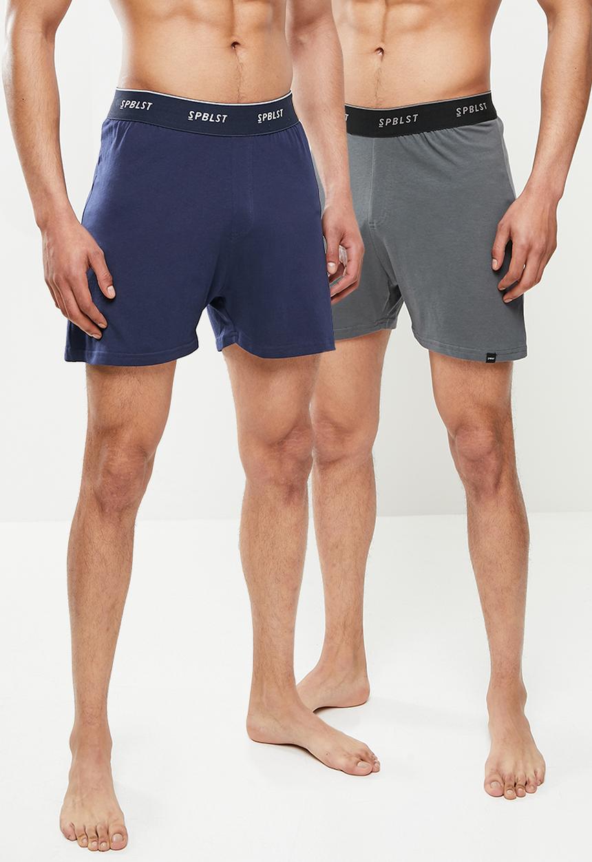 Superbalist - 2 Pack Kris knit boxer - navy & dark grey 