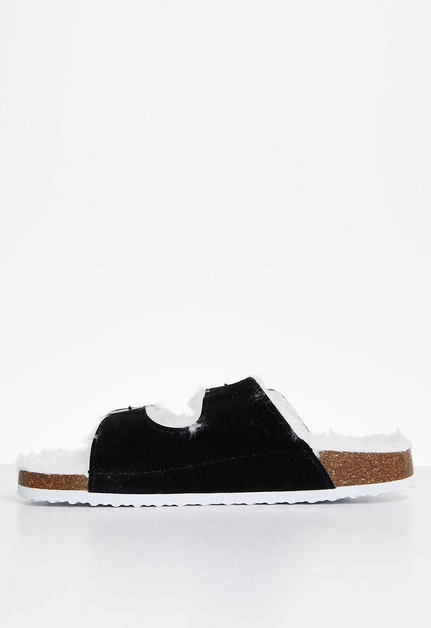 Superbalist - Coby faux fur slide - black