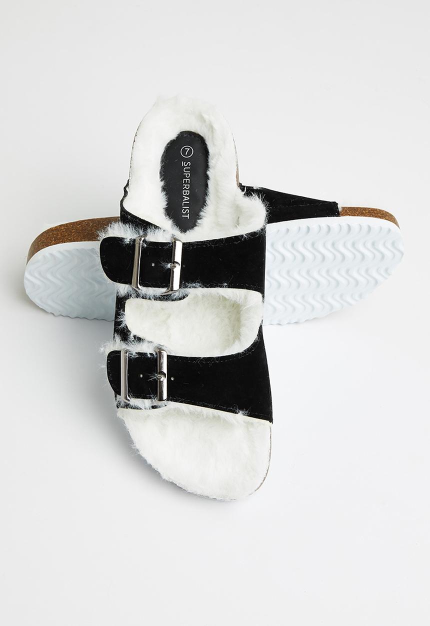 Superbalist - Coby faux fur slide - black
