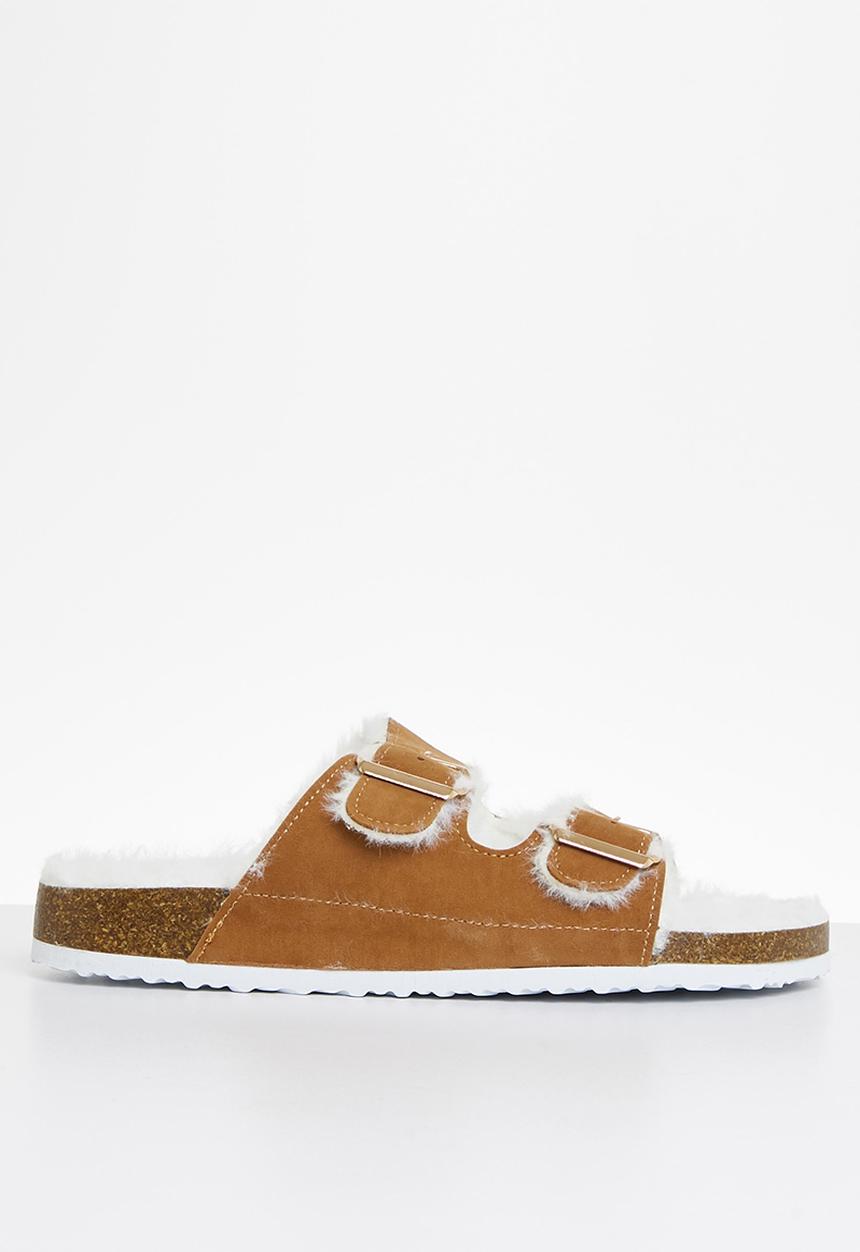 Superbalist - Coby faux fur slide - tan