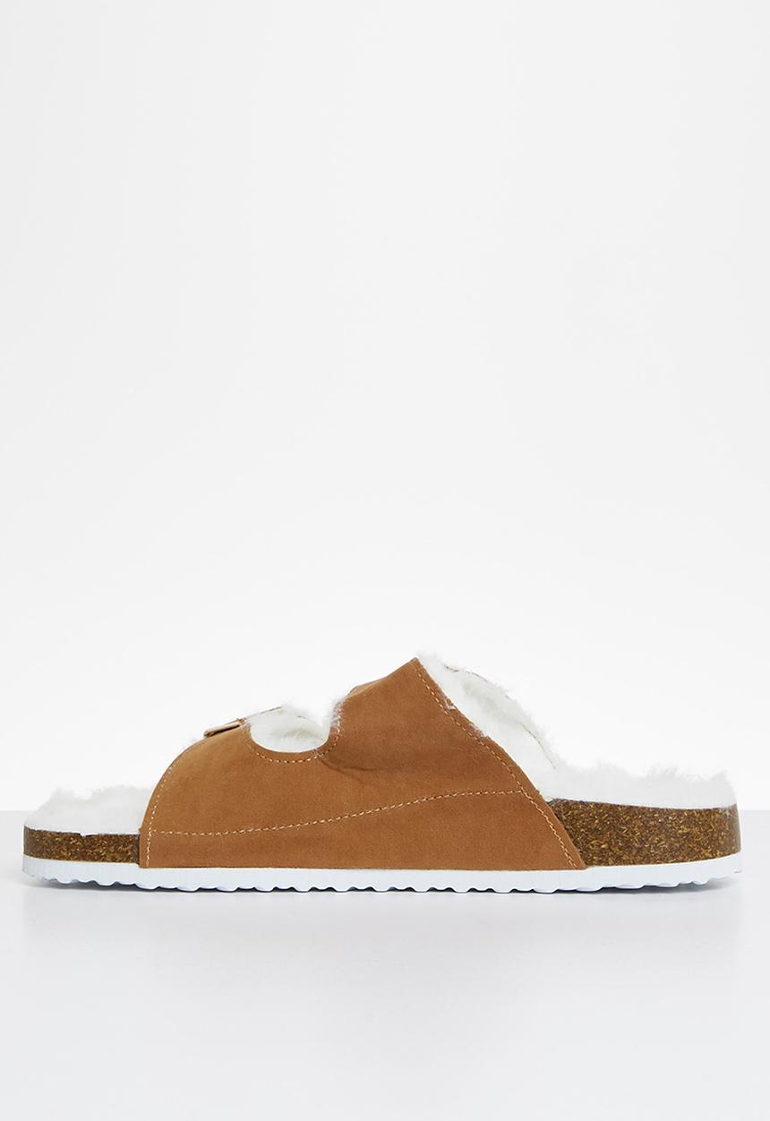Superbalist - Coby faux fur slide - tan