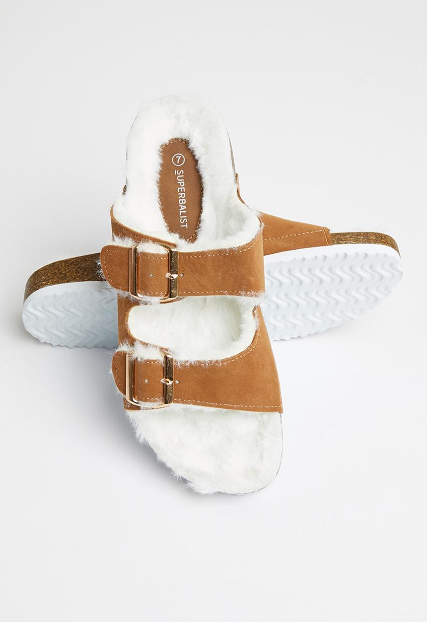 Superbalist - Coby faux fur slide - tan