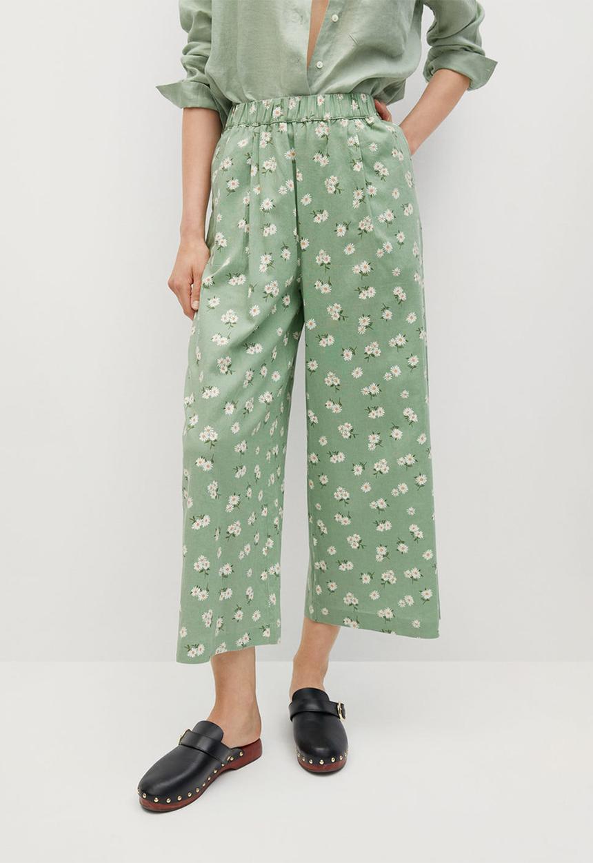 MANGO - Trousers wave - green