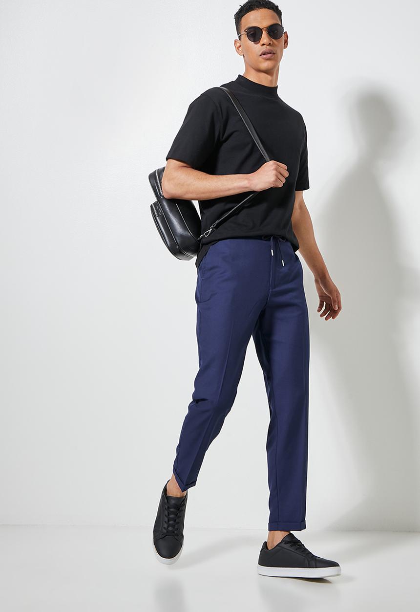 Superbalist - Deco fashion elastic waistband tapered trouser - navy