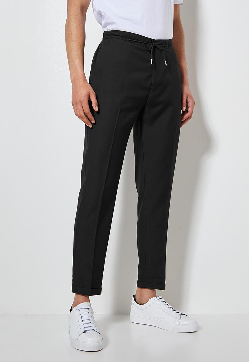 Superbalist - Deco fashion elastic waistband tapered trouser - black