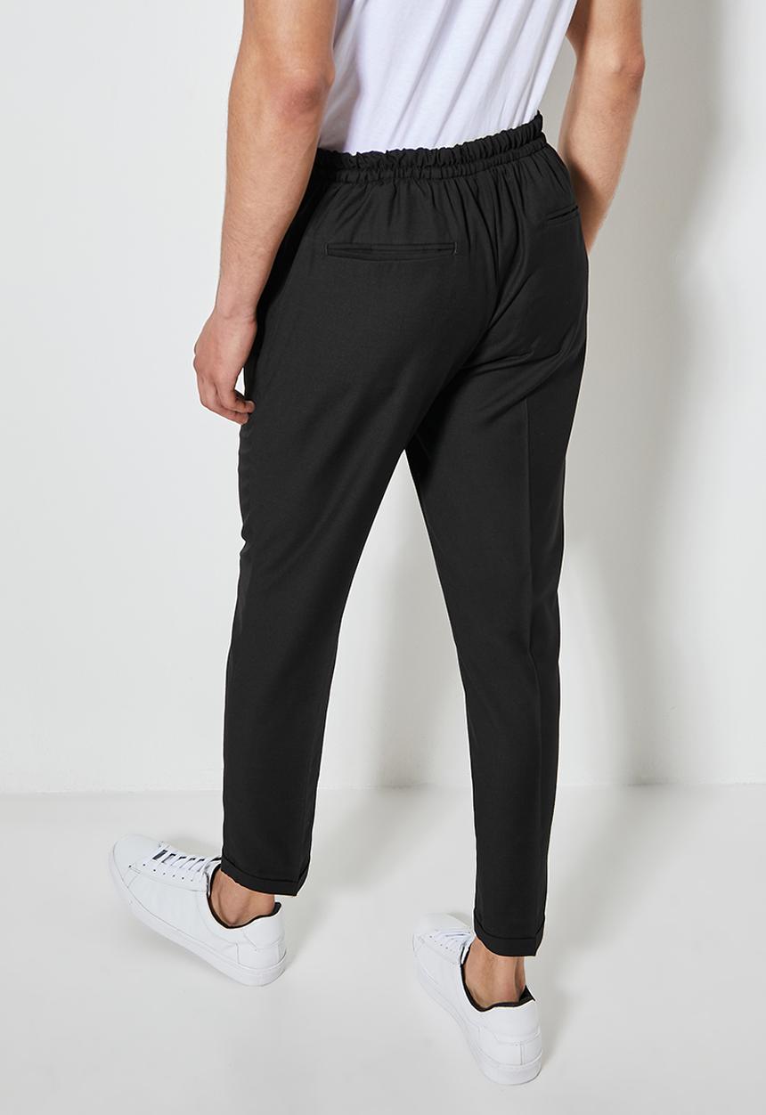 Superbalist - Deco fashion elastic waistband tapered trouser - black