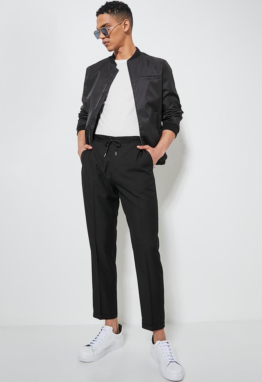 Superbalist - Deco fashion elastic waistband tapered trouser - black