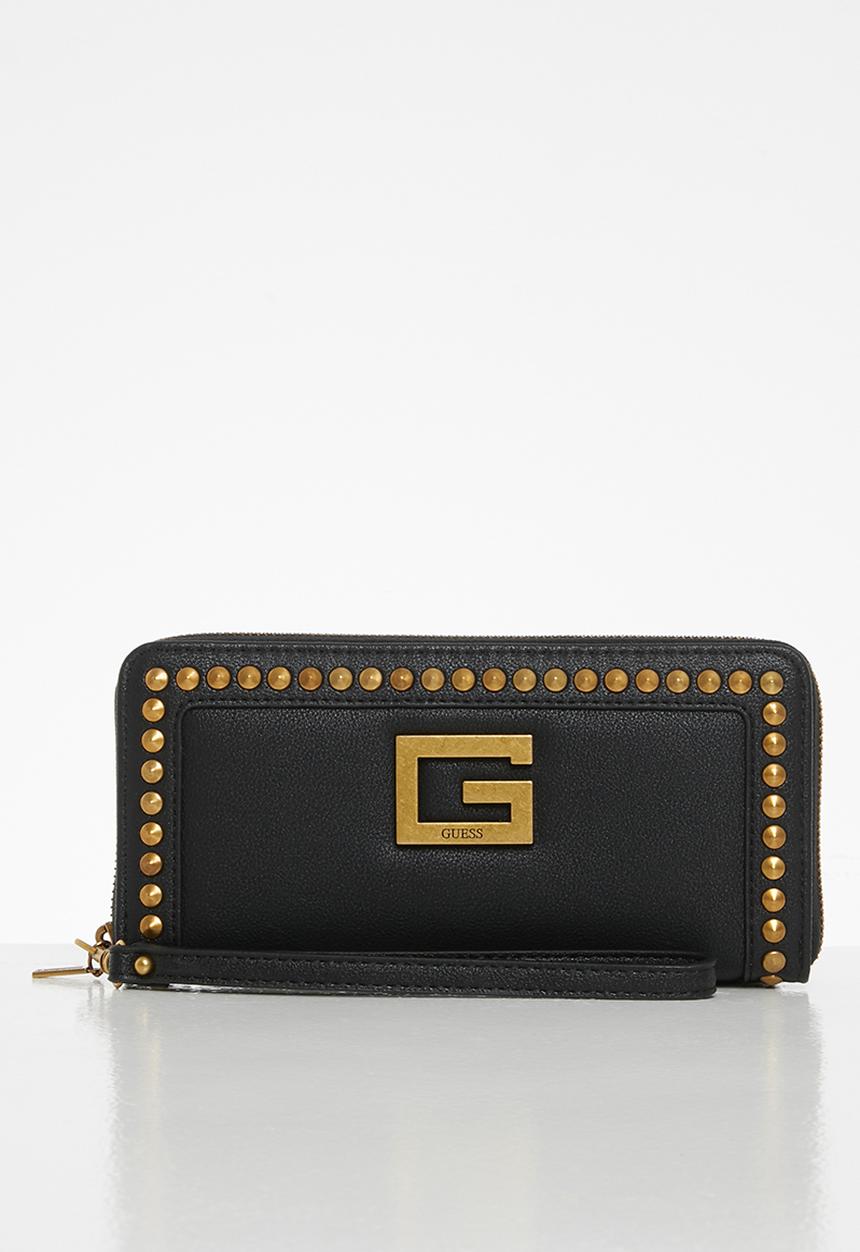 GUESS - Bling slg large zip around - black