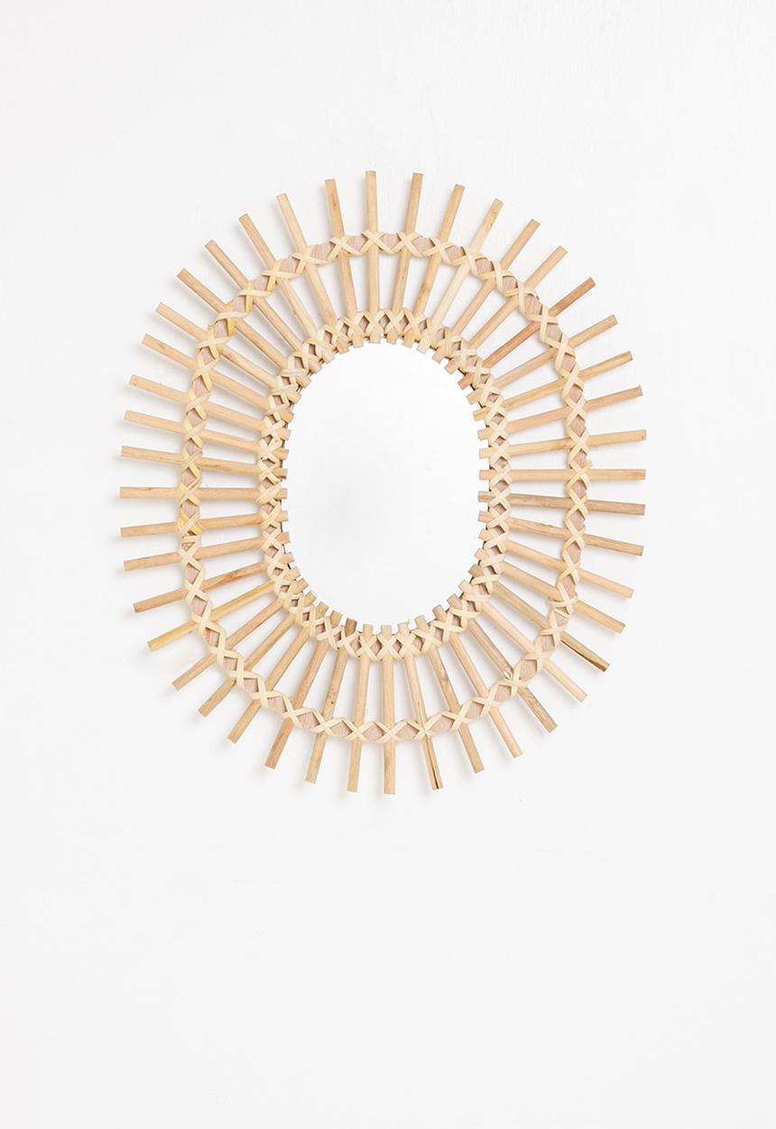 H&S - Rattan oval mirror - natural