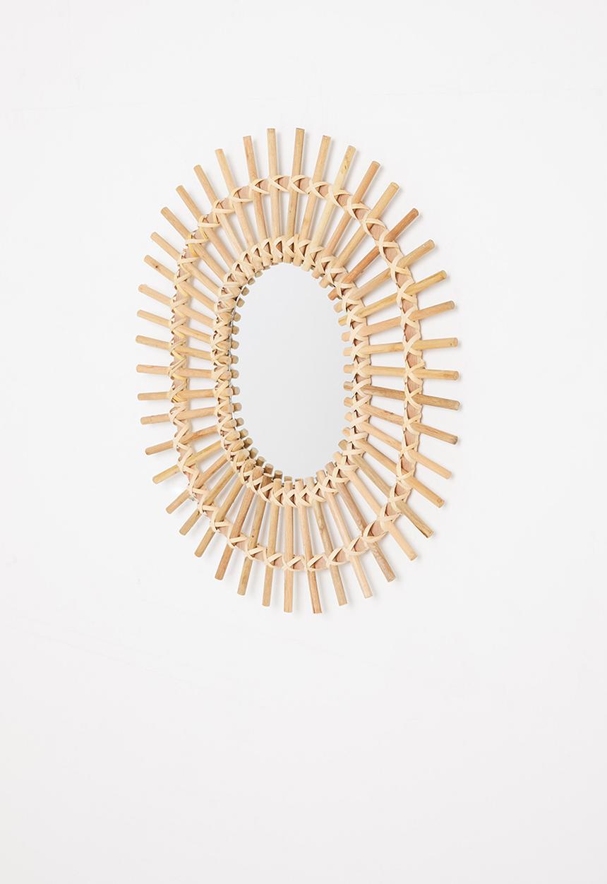 H&S - Rattan oval mirror - natural