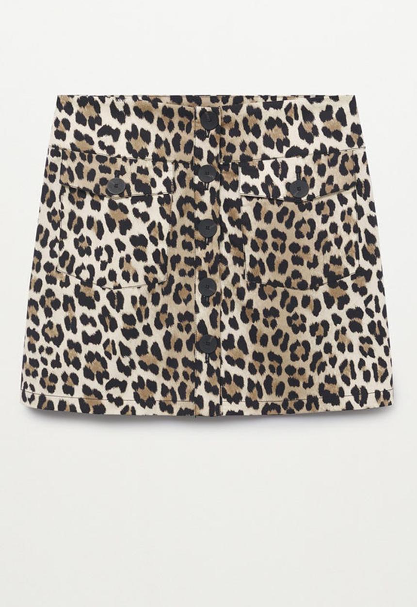 MANGO - Skirt fives - beige & black