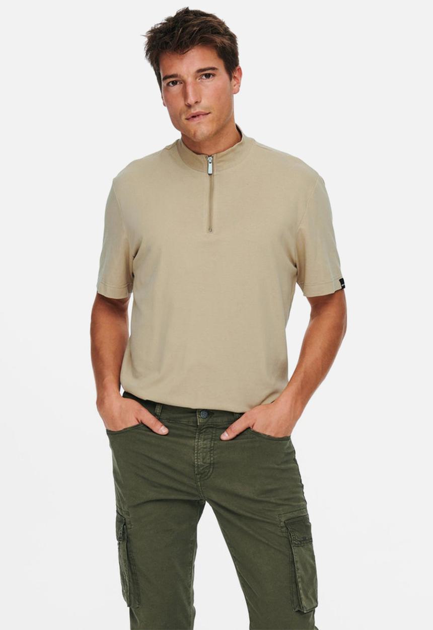 Only & Sons - Virl life quarter zip mock neck tee - incense