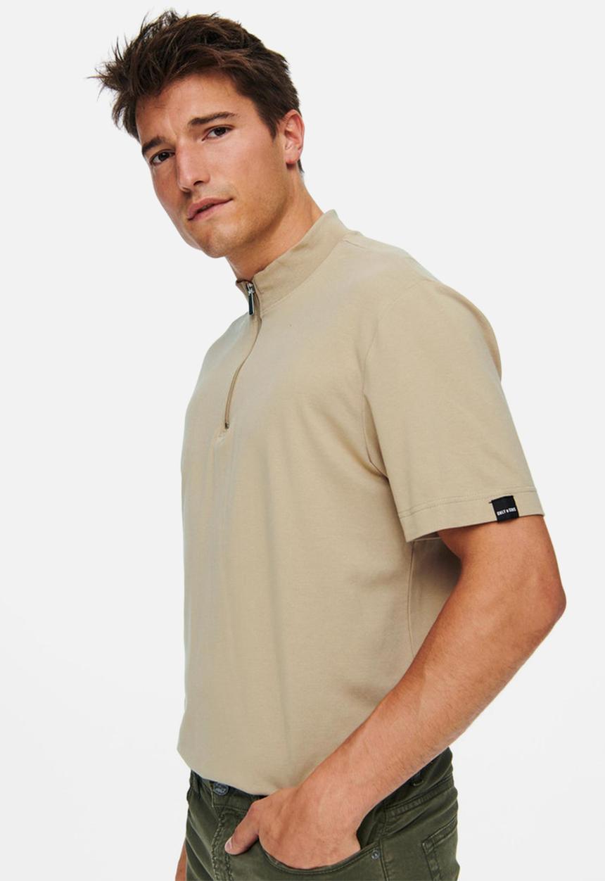 Only & Sons - Virl life quarter zip mock neck tee - incense