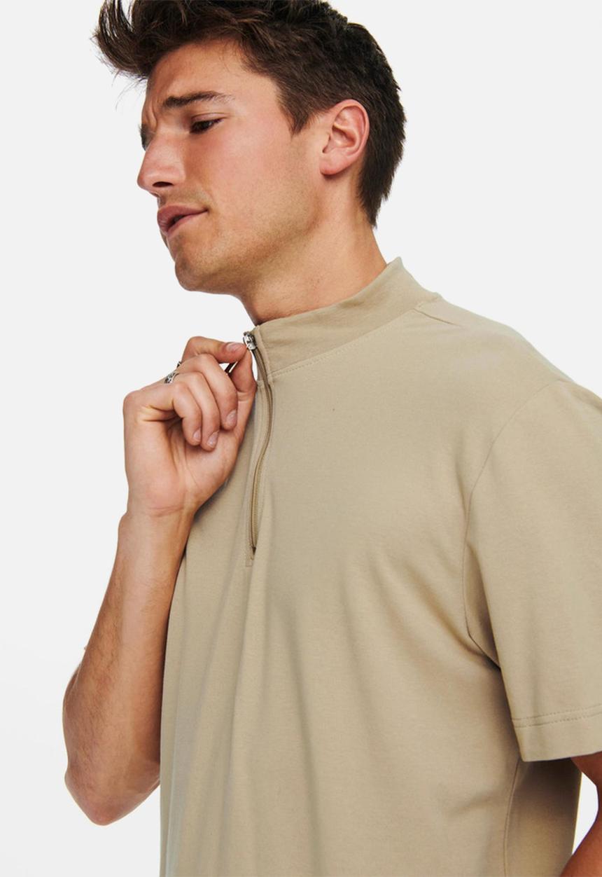 Only & Sons - Virl life quarter zip mock neck tee - incense