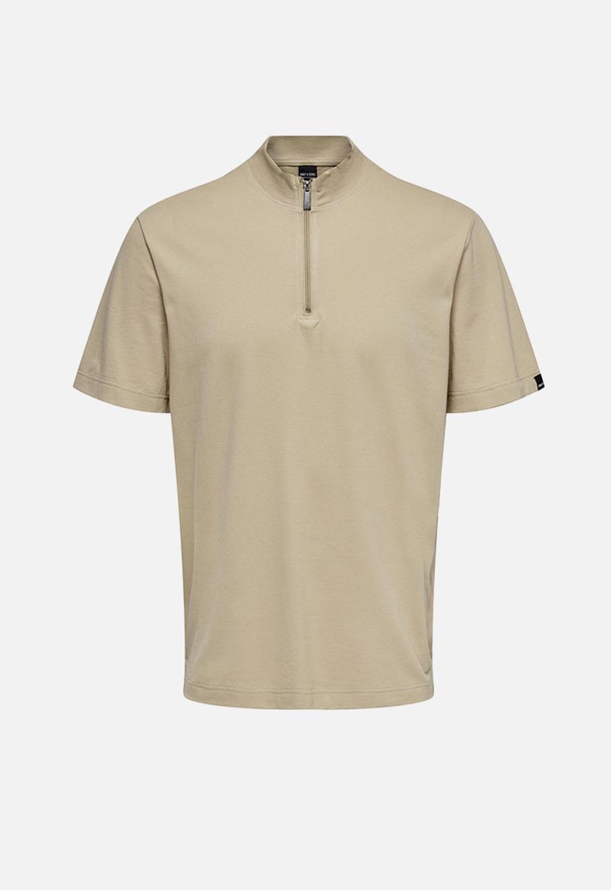 Only & Sons - Virl life quarter zip mock neck tee - incense