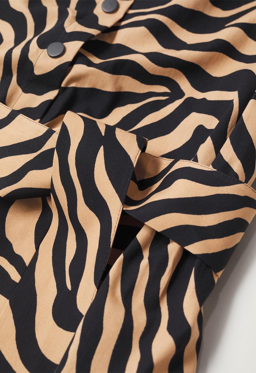 MANGO - Dress patagon - brown & black
