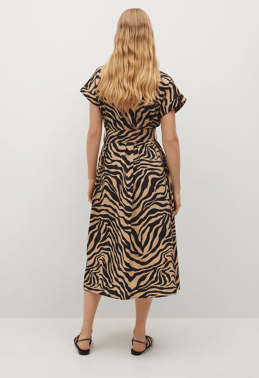 MANGO - Dress patagon - brown & black