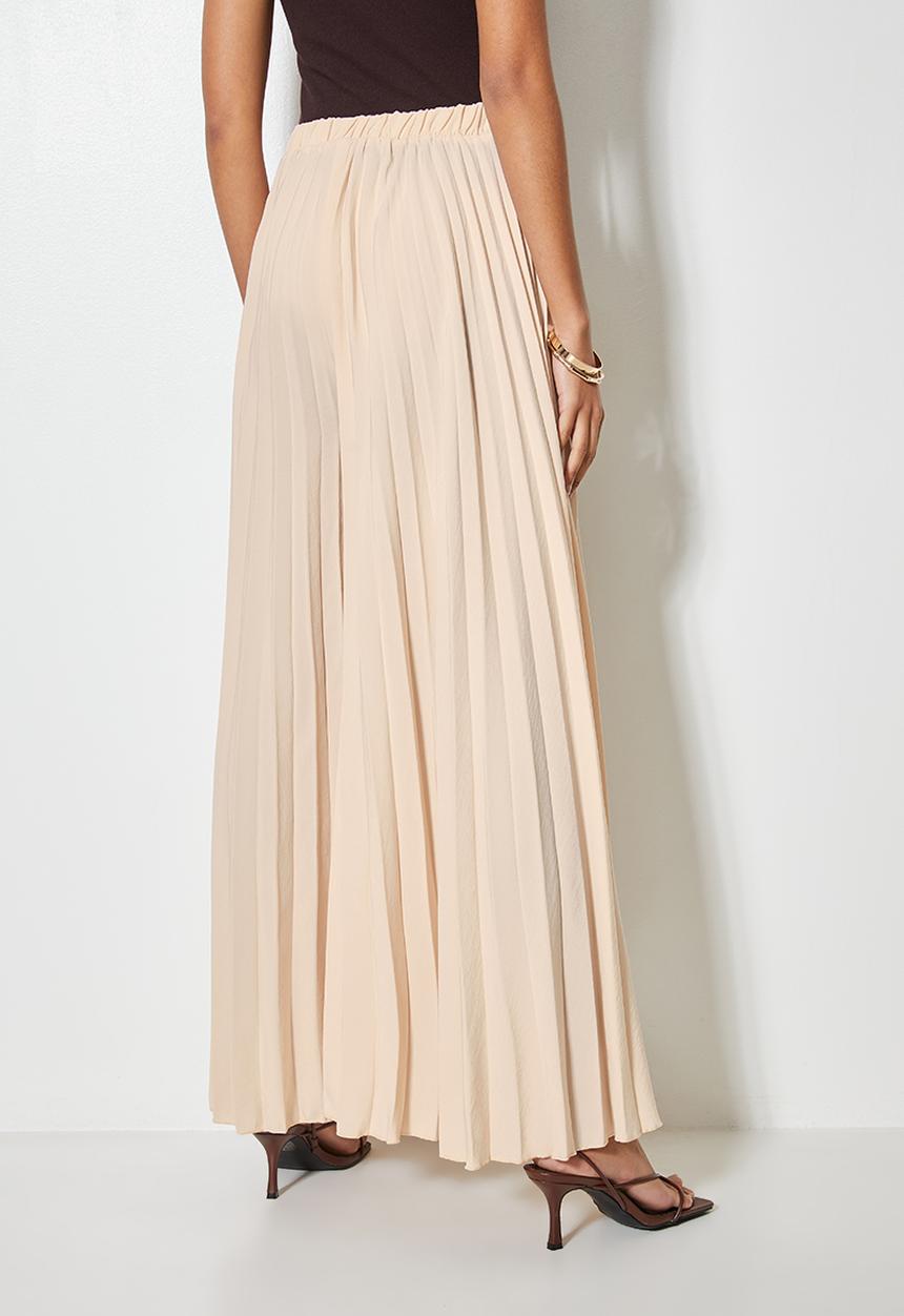 VELVET - Pleated palazzo - stone