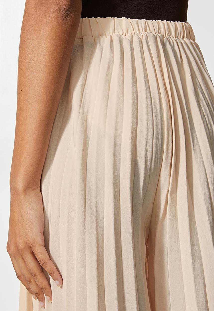 VELVET - Pleated palazzo - stone