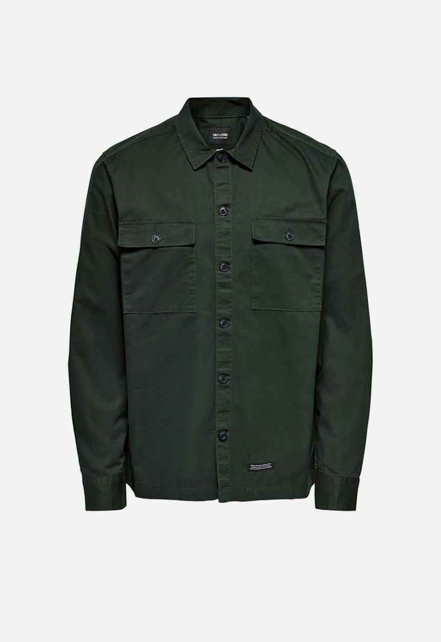 Only & Sons - Nicklas life long sleeve overshirt - peat