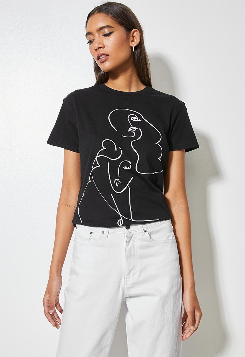 Superbalist - Face earring graphic - black