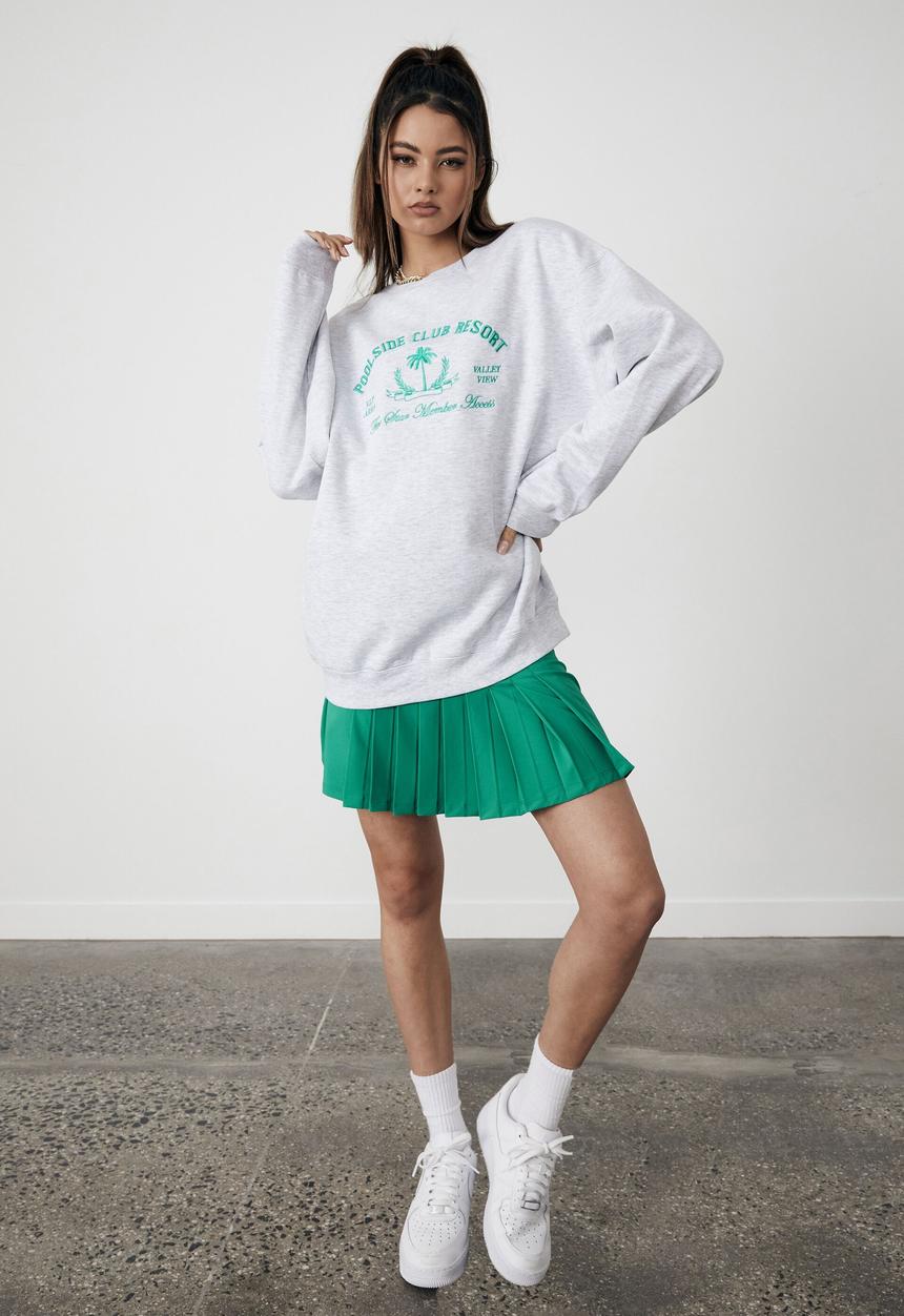Factorie - Oversized graphic crew - silver marle