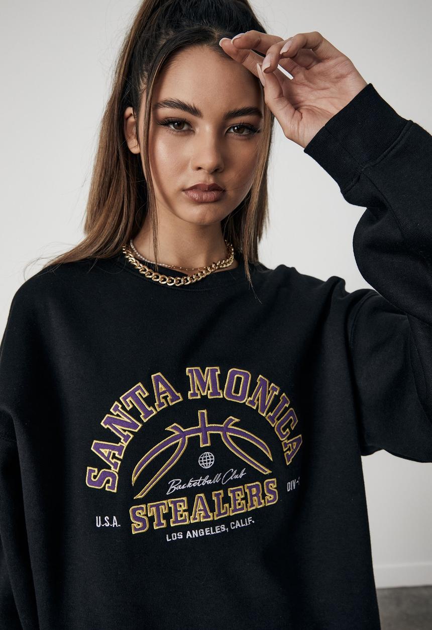Factorie - Oversized graphic crew - black