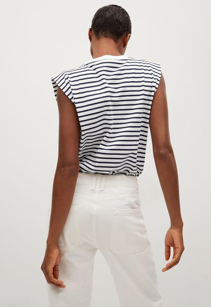 MANGO - T-shirt picasa - navy & white