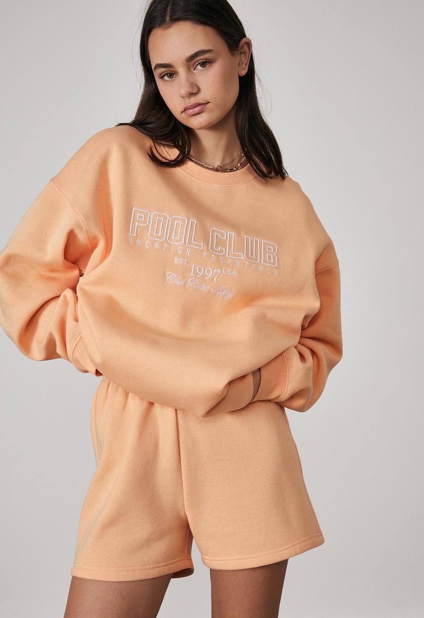 Factorie - Oversized graphic crew - pale papaya