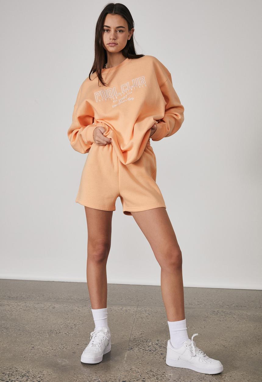 Factorie - Oversized graphic crew - pale papaya