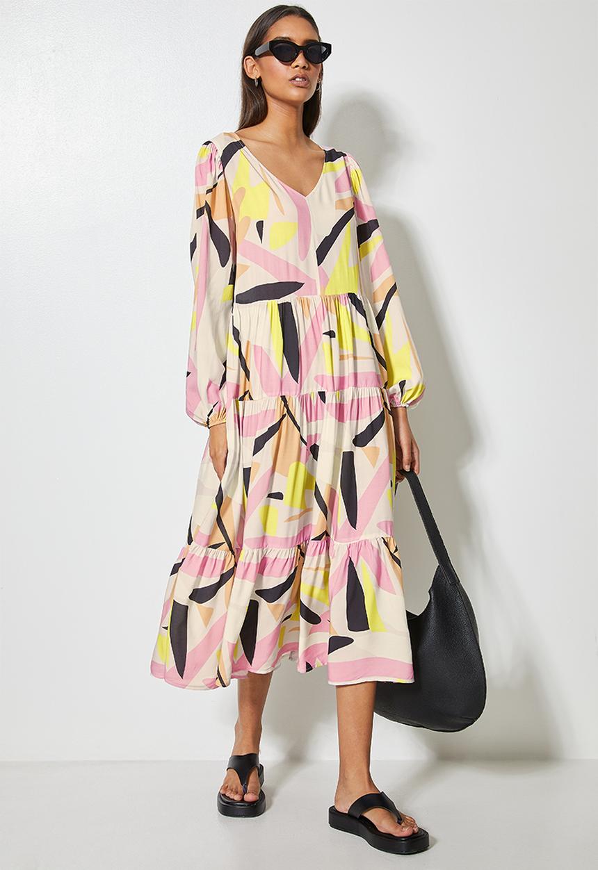 Superbalist - V-neck tiered dress - multi 