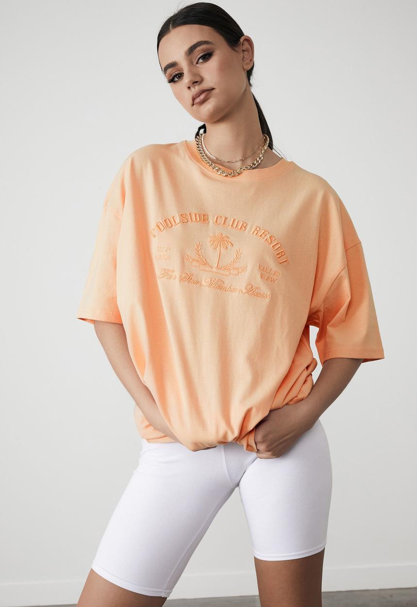 Factorie - Oversized graphic tee - pale papaya