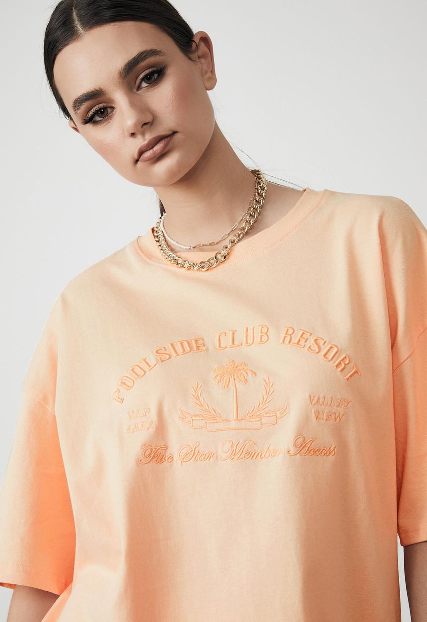 Factorie - Oversized graphic tee - pale papaya