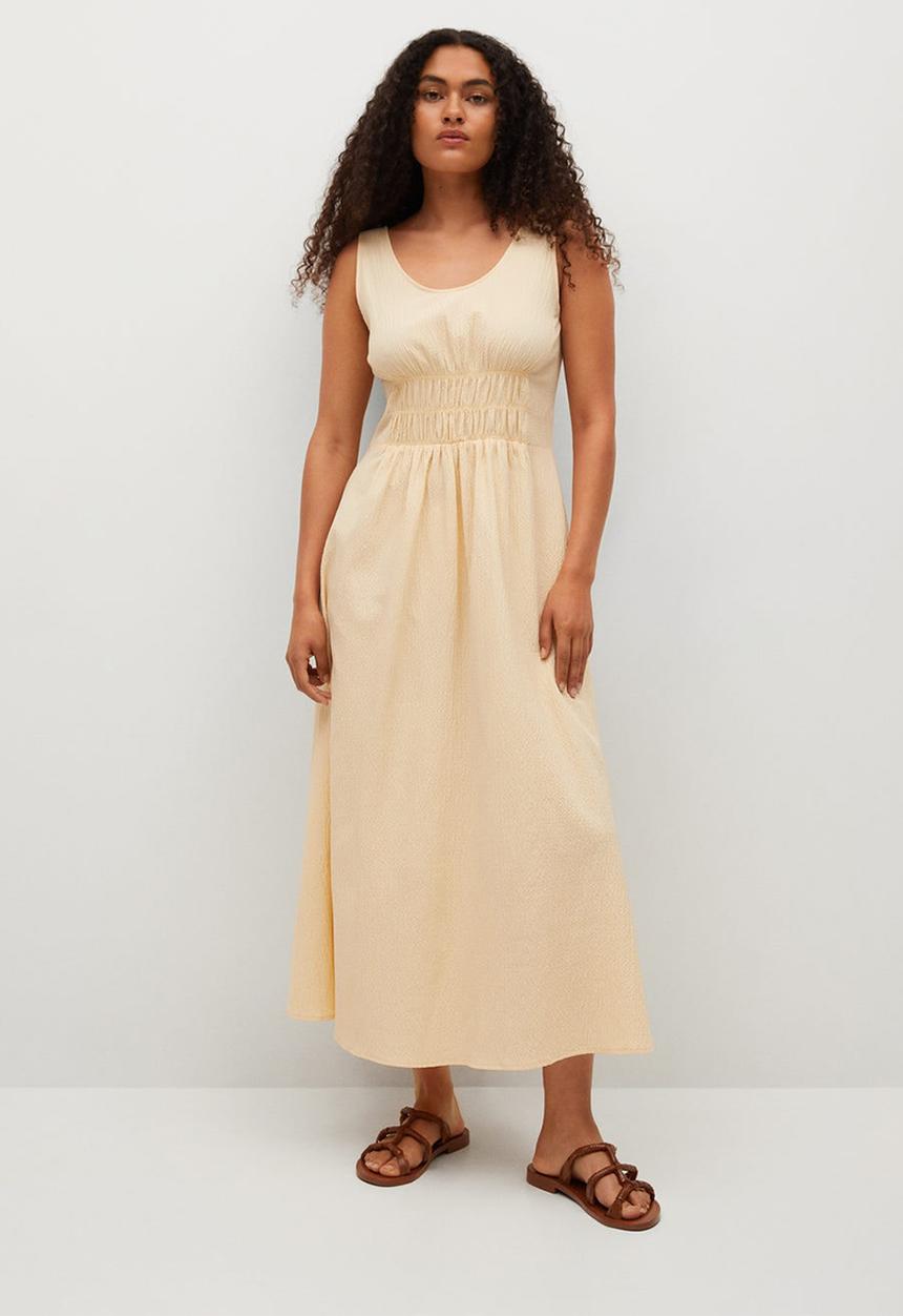 MANGO - Dress cream - light pastel yellow