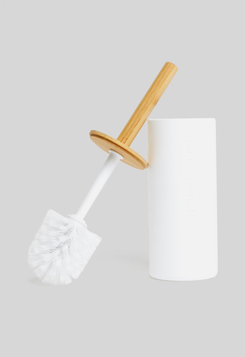Bathroom Solutions - Toilet brush with bamboo base - white