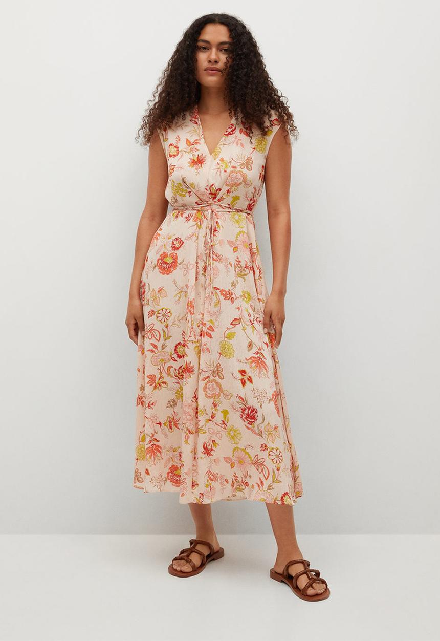 MANGO - Dress windo - light beige
