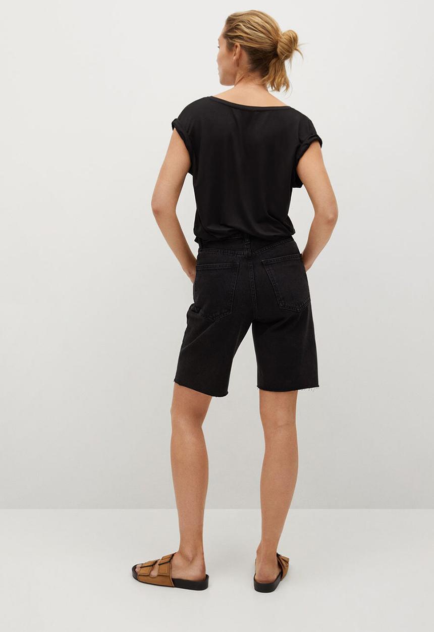 MANGO - T-shirt vispi - black