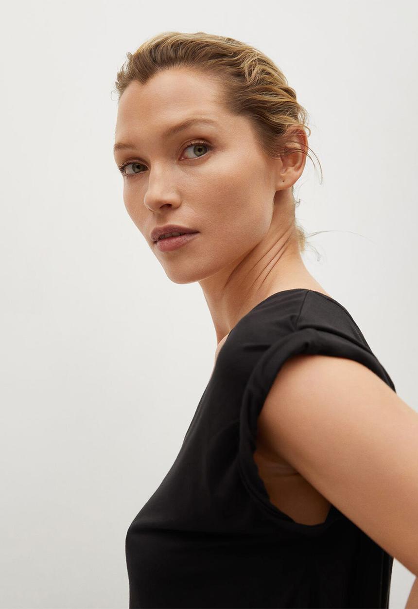 MANGO - T-shirt vispi - black