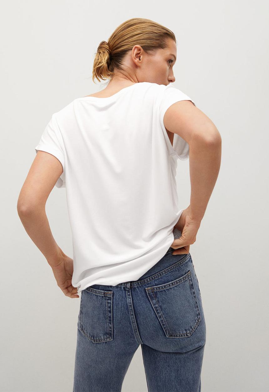 MANGO - T-shirt vispi - white
