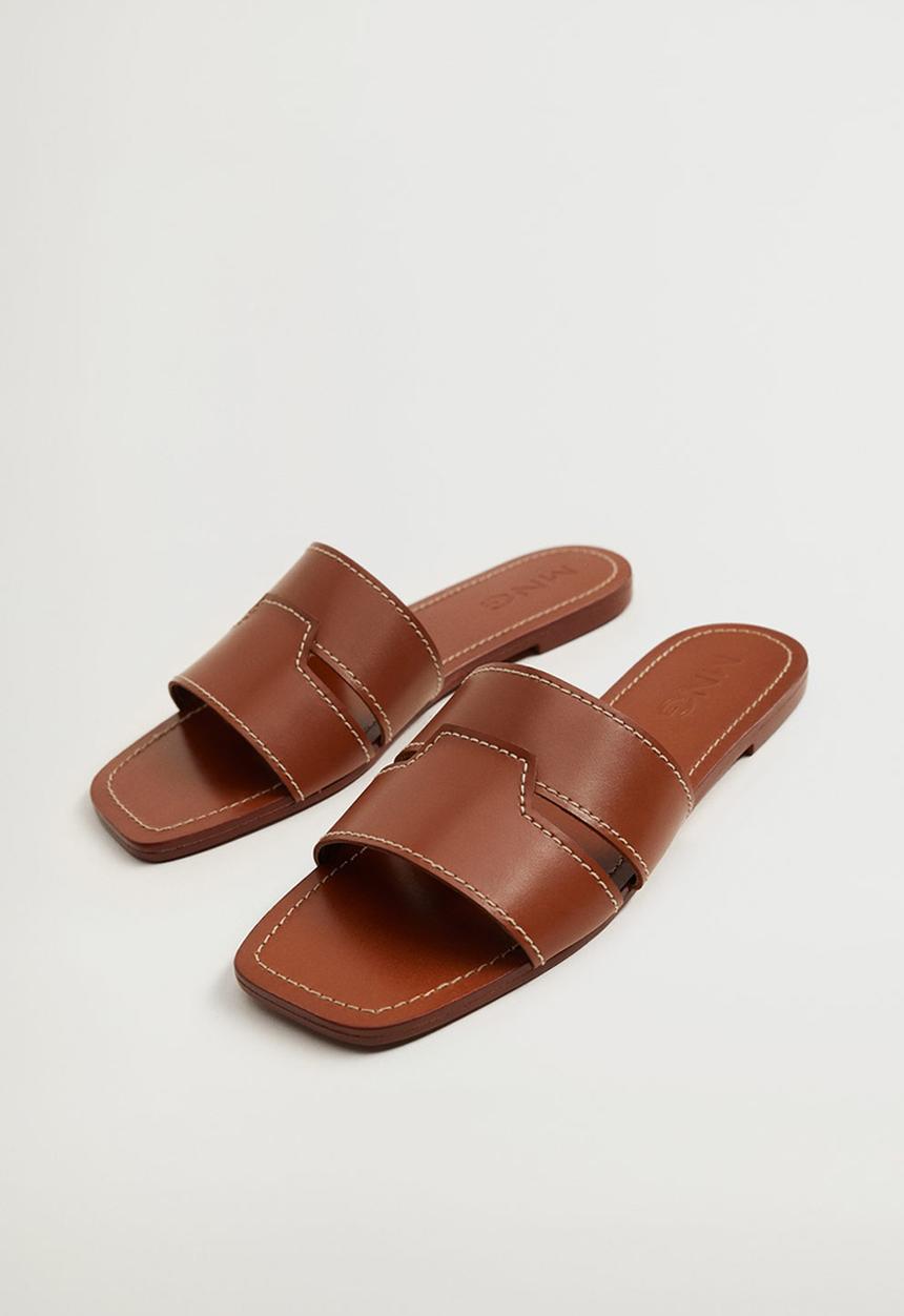 MANGO - Delhi leather sandal - medium brown