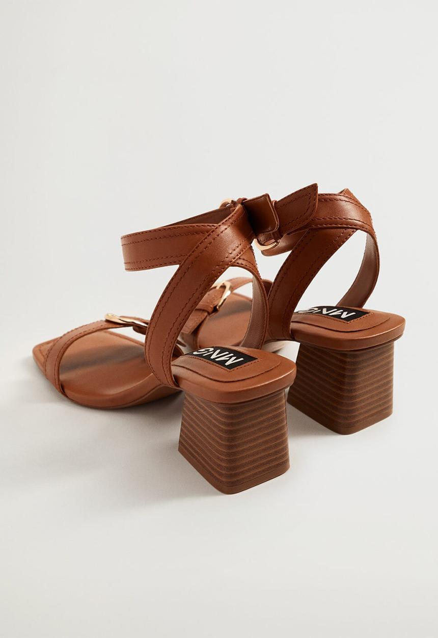 MANGO - More leather heel - medium brown