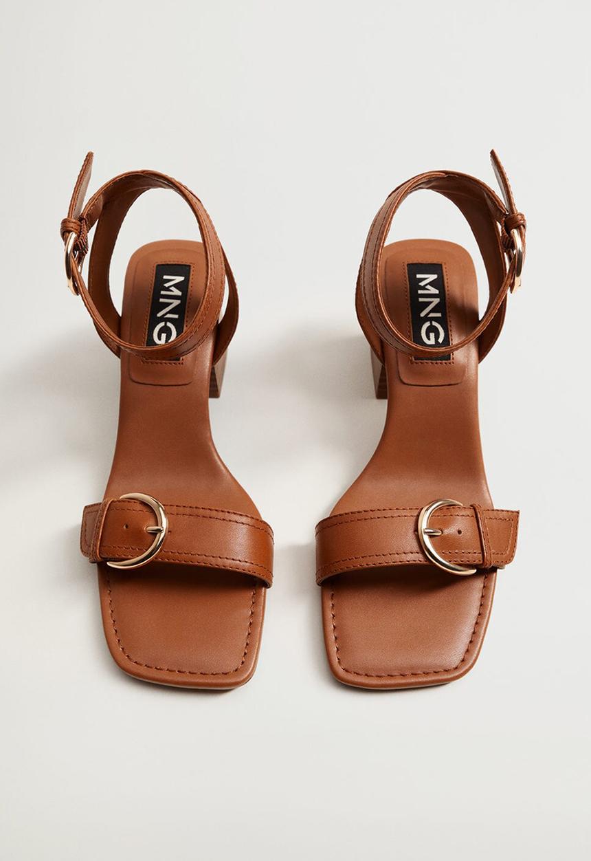 MANGO - More leather heel - medium brown
