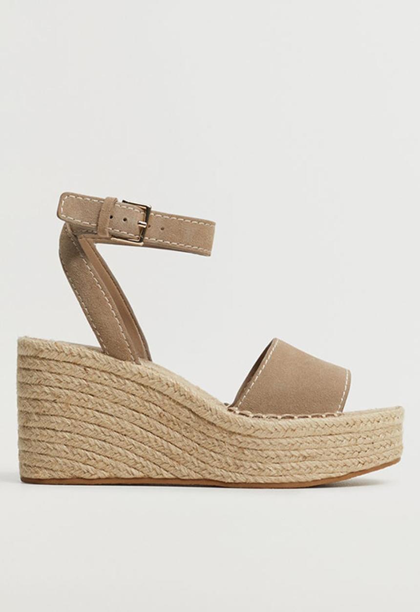 MANGO - Ibiza leather wedge - light brown