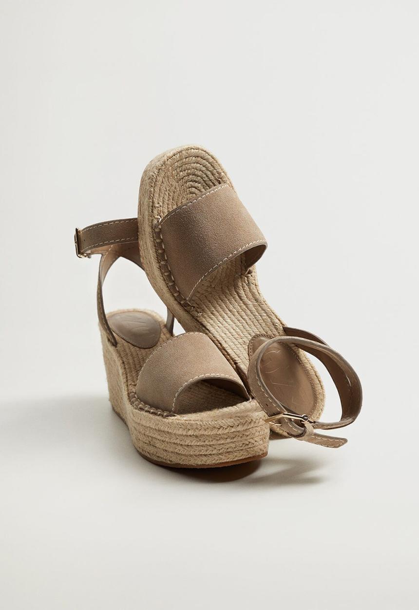 MANGO - Ibiza leather wedge - light brown